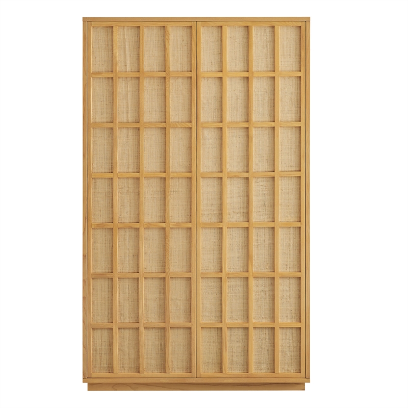 Aiko 64 Inch Tall Japandi Storage Cabinet in Light Oak