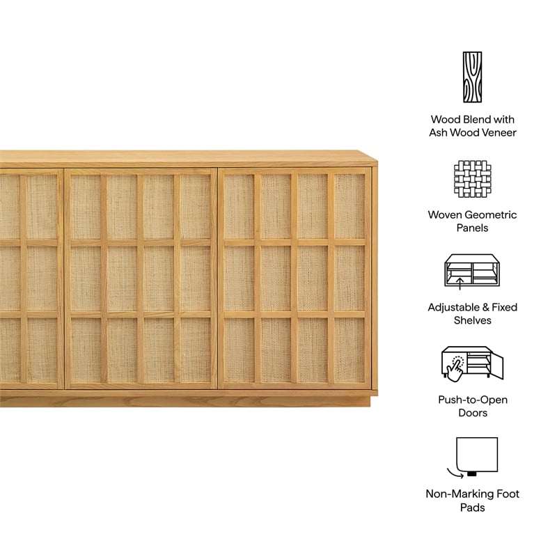 Aiko 76 Inch Japandi Sideboard in Light Oak