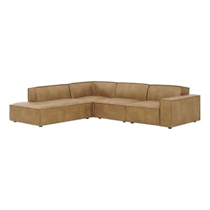 Restore 4-Piece Vegan Leather Modular L-Shaped Sofa in Toast