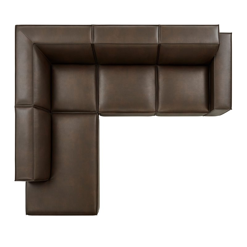 Restore 4-Piece Vegan Leather Modular L-Shaped Sofa in Espresso
