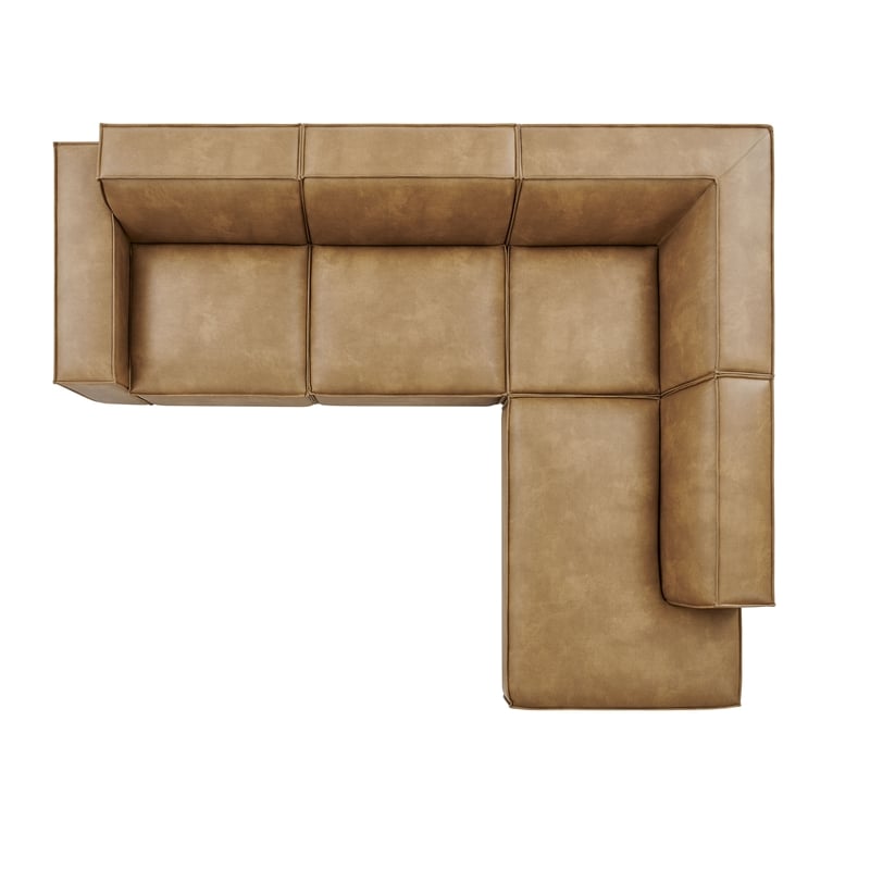 Restore 4-Piece Vegan Leather Modular L-Shaped Sofa in Toast