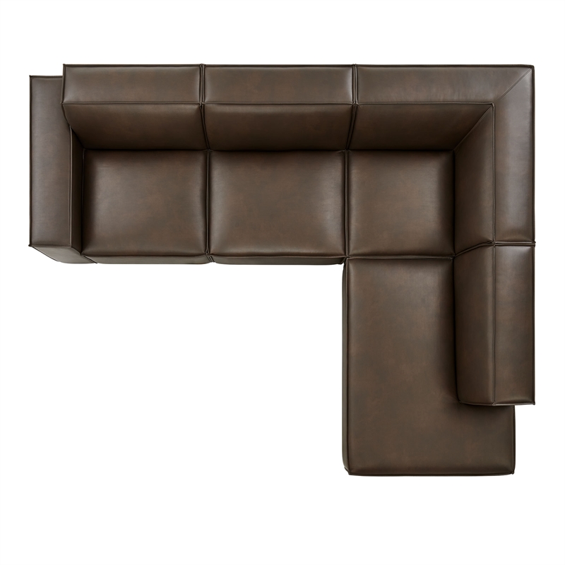 Restore 4-Piece Vegan Leather Modular L-Shaped Sofa in Espresso