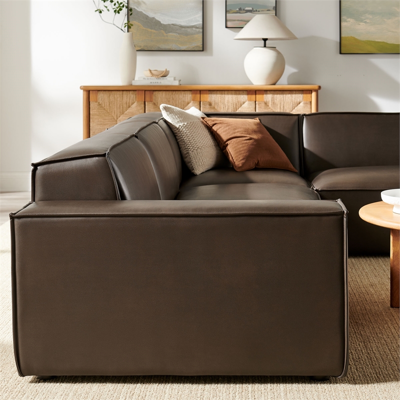 Restore 4-Piece Vegan Leather Modular L-Shaped Sofa in Espresso