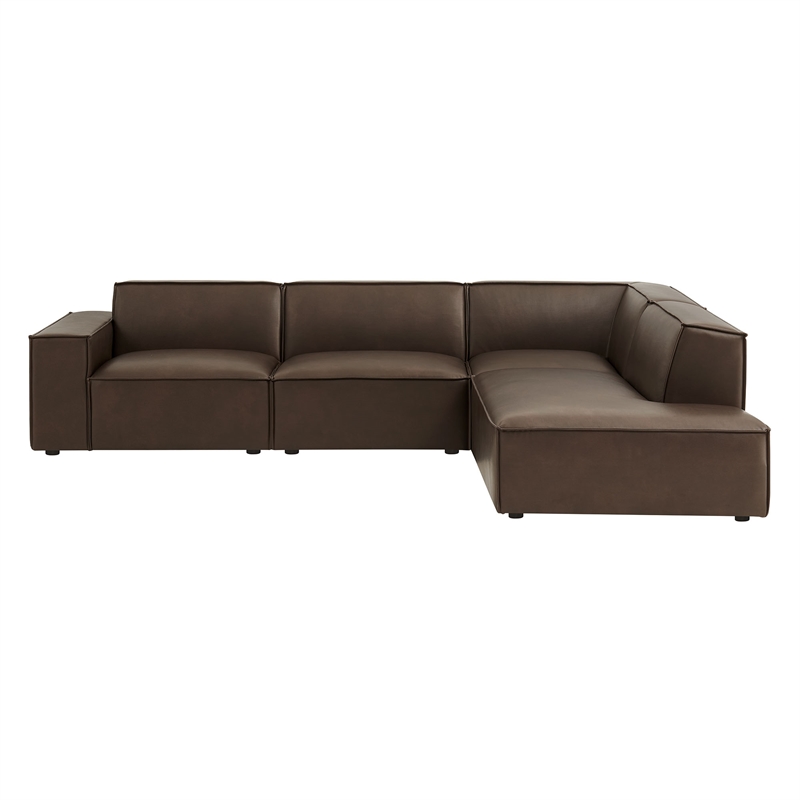 Restore 4-Piece Vegan Leather Modular L-Shaped Sofa in Espresso