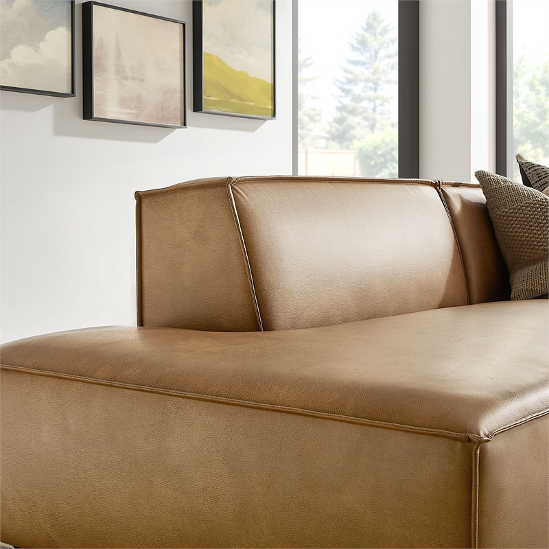 Restore 2-Piece Vegan Leather Modular Loveseat in Toast