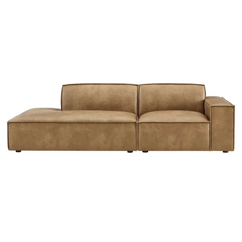 Restore 2-Piece Vegan Leather Modular Loveseat in Toast