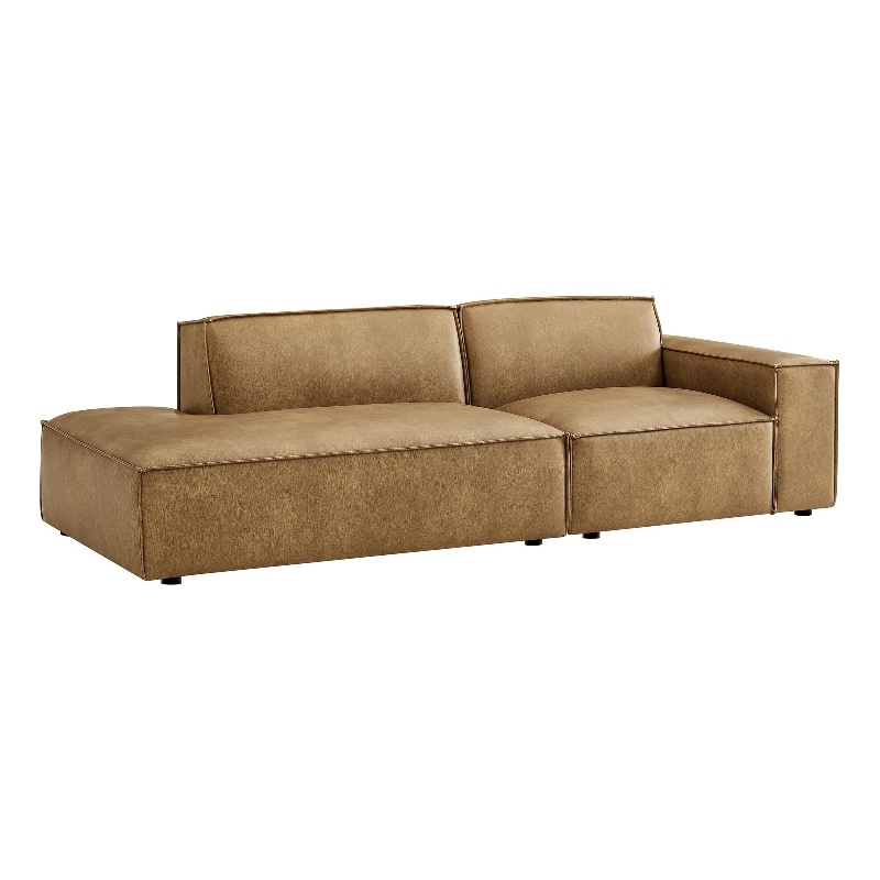 Restore 2-Piece Vegan Leather Modular Loveseat in Toast
