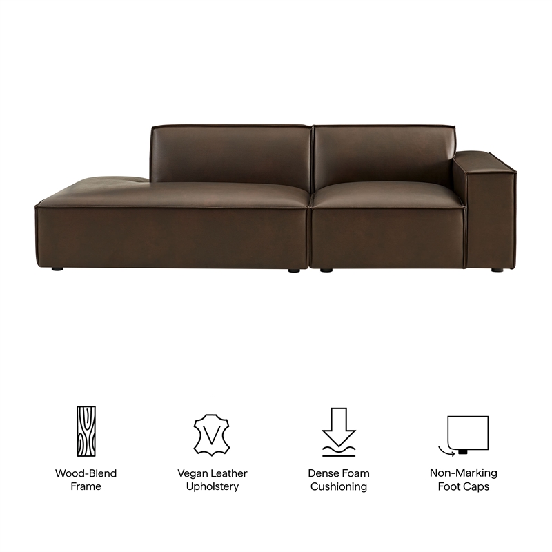 Restore 2-Piece Vegan Leather Modular Loveseat in Espresso