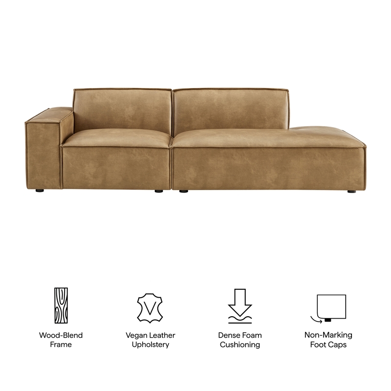 Restore 2-Piece Vegan Leather Modular Loveseat in Toast