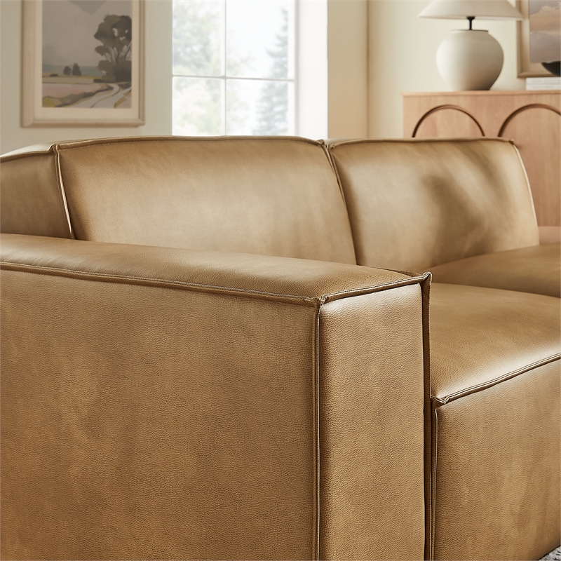 Restore 2-Piece Vegan Leather Modular Loveseat in Toast