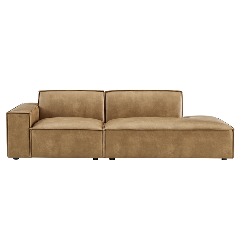 Restore 2-Piece Vegan Leather Modular Loveseat in Toast
