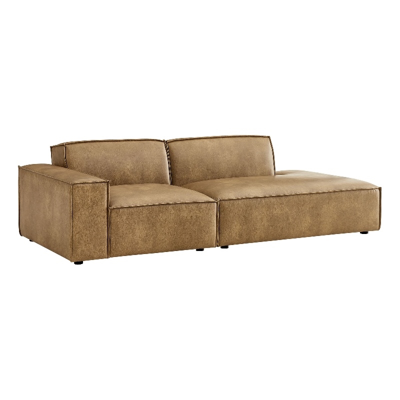 Restore 2-Piece Vegan Leather Modular Loveseat in Toast