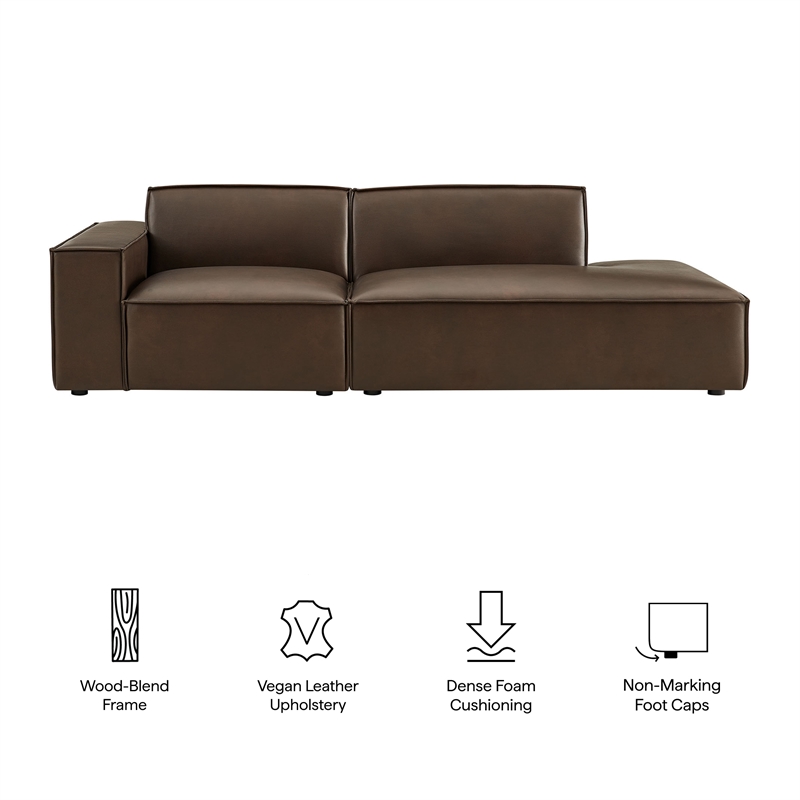 Restore 2-Piece Vegan Leather Modular Loveseat in Espresso