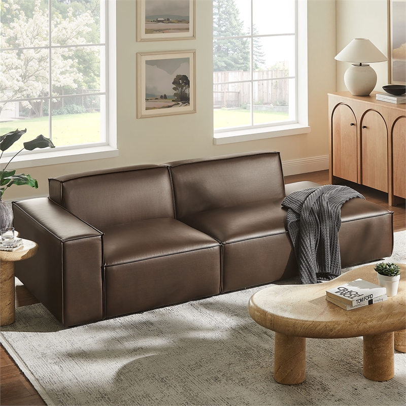 Restore 2-Piece Vegan Leather Modular Loveseat in Espresso