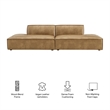 Restore 2-Piece Vegan Leather Modular Sofa in Toast