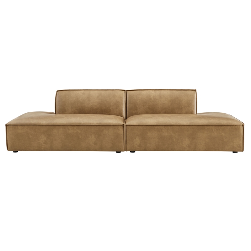 Restore 2-Piece Vegan Leather Modular Sofa in Toast