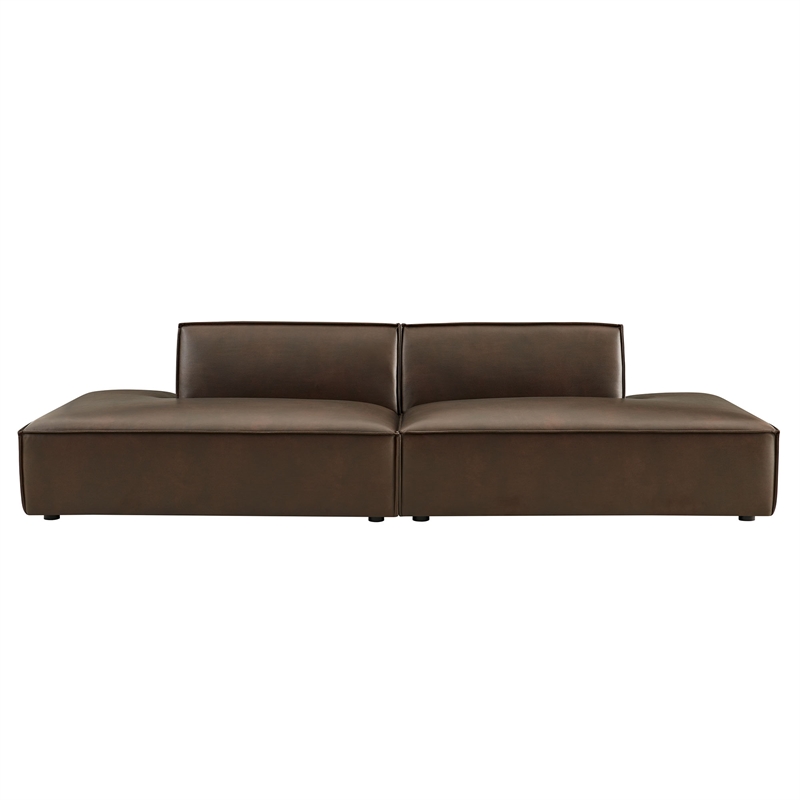 Restore 2-Piece Vegan Leather Modular Sofa in Espresso