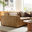Restore 3-Piece Vegan Leather Modular L-Shaped Sectional Sofa in Toast
