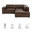Restore 3-Piece Vegan Leather Modular L-Shaped Sectional Sofa in Espresso