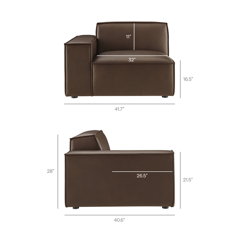 Restore 3-Piece Vegan Leather Modular L-Shaped Sectional Sofa in Espresso