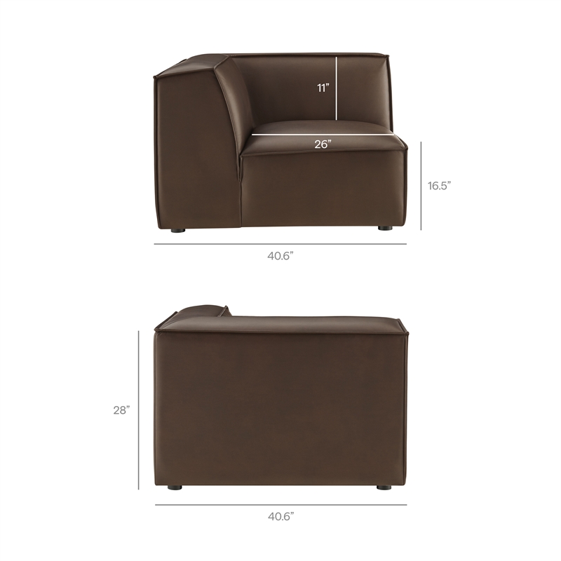 Restore 3-Piece Vegan Leather Modular L-Shaped Sectional Sofa in Espresso