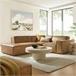 Restore 3-Piece Vegan Leather Modular L-Shaped Sectional Sofa in Toast