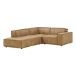 Restore 3-Piece Vegan Leather Modular L-Shaped Sectional Sofa in Toast