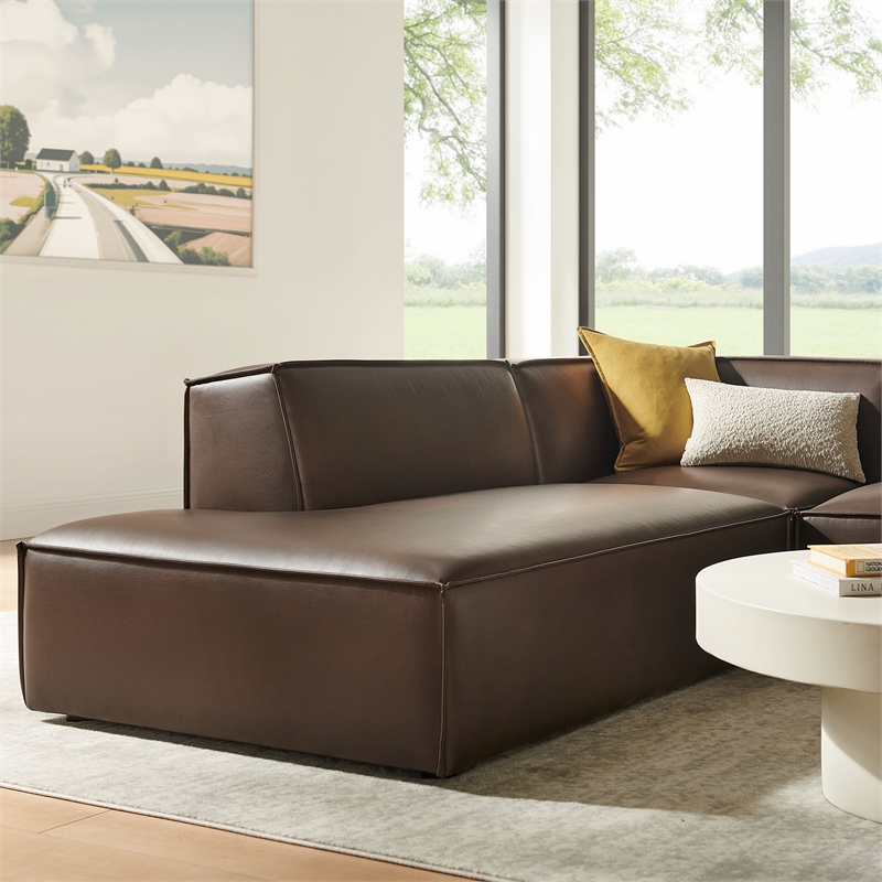 Restore 3-Piece Vegan Leather Modular L-Shaped Sectional Sofa in Espresso