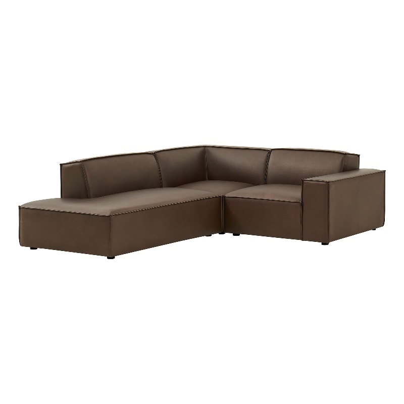 Restore 3-Piece Vegan Leather Modular L-Shaped Sectional Sofa in Espresso