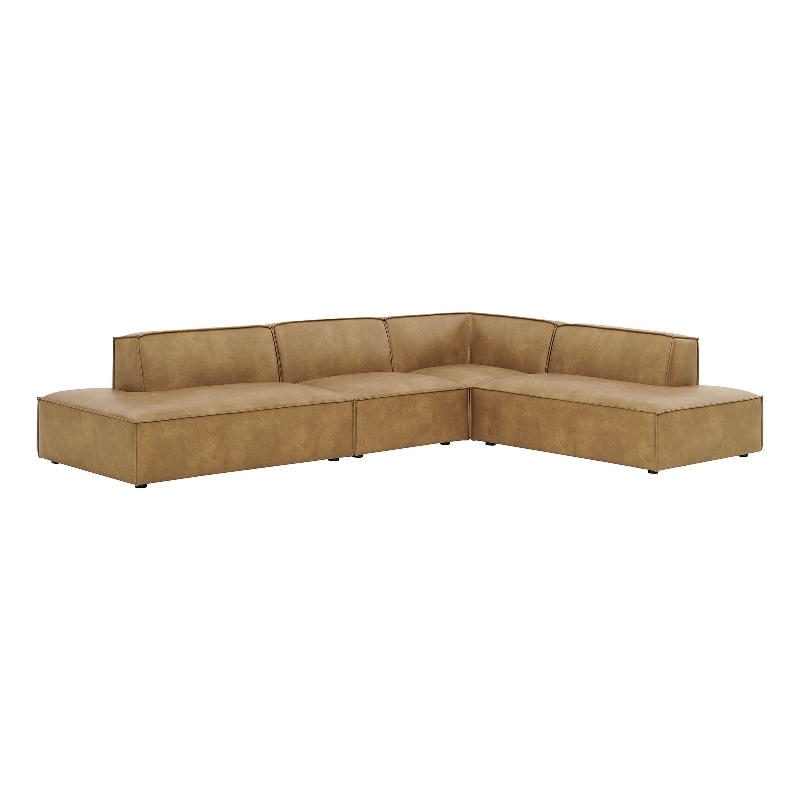 Restore 4-Piece Vegan Leather Modular L-Shaped Armless Sectional Sofa