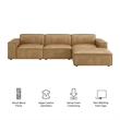 Restore 4-Piece Vegan Leather Modular Sofa Set with Ottoman in Toast