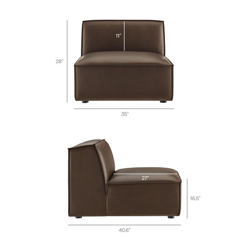 Restore 4-Piece Vegan Leather Modular Sofa Set with Ottoman in Espresso