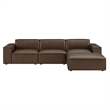 Restore 4-Piece Vegan Leather Modular Sofa Set with Ottoman in Espresso