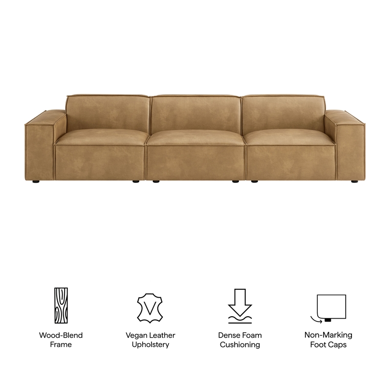 Restore 3-Piece Vegan Leather Modular Sofa Set in Toast