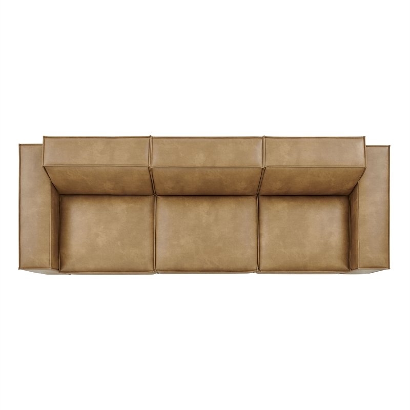 Restore 3-Piece Vegan Leather Modular Sofa Set in Toast