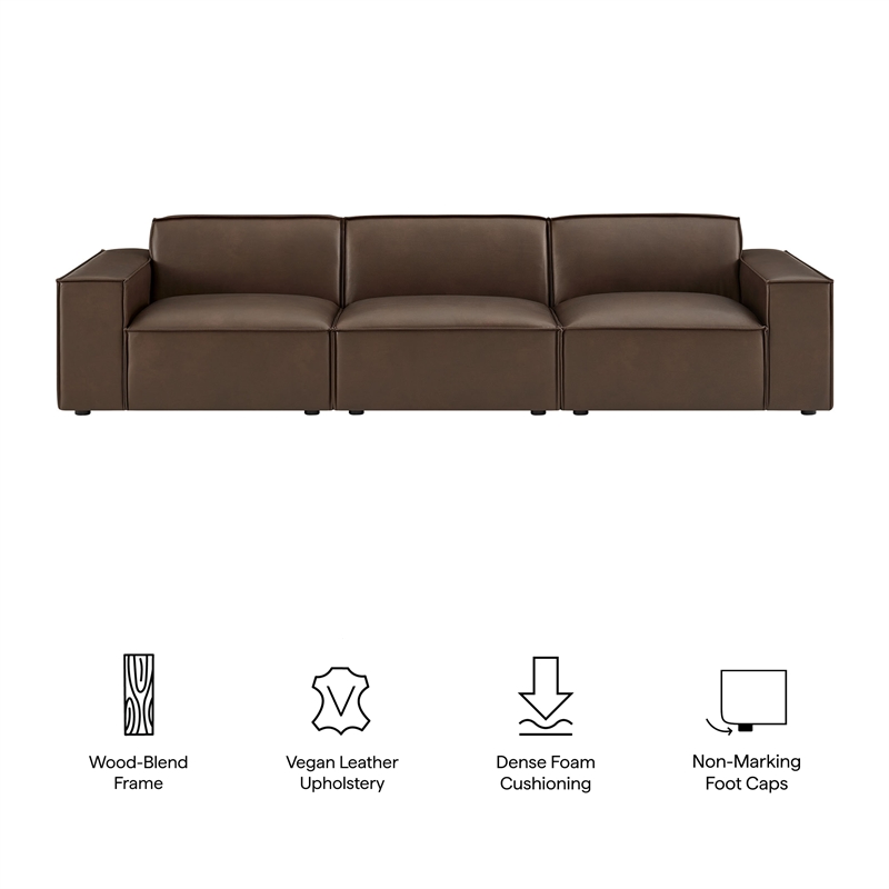 Restore 3-Piece Vegan Leather Modular Sofa Set in Espresso