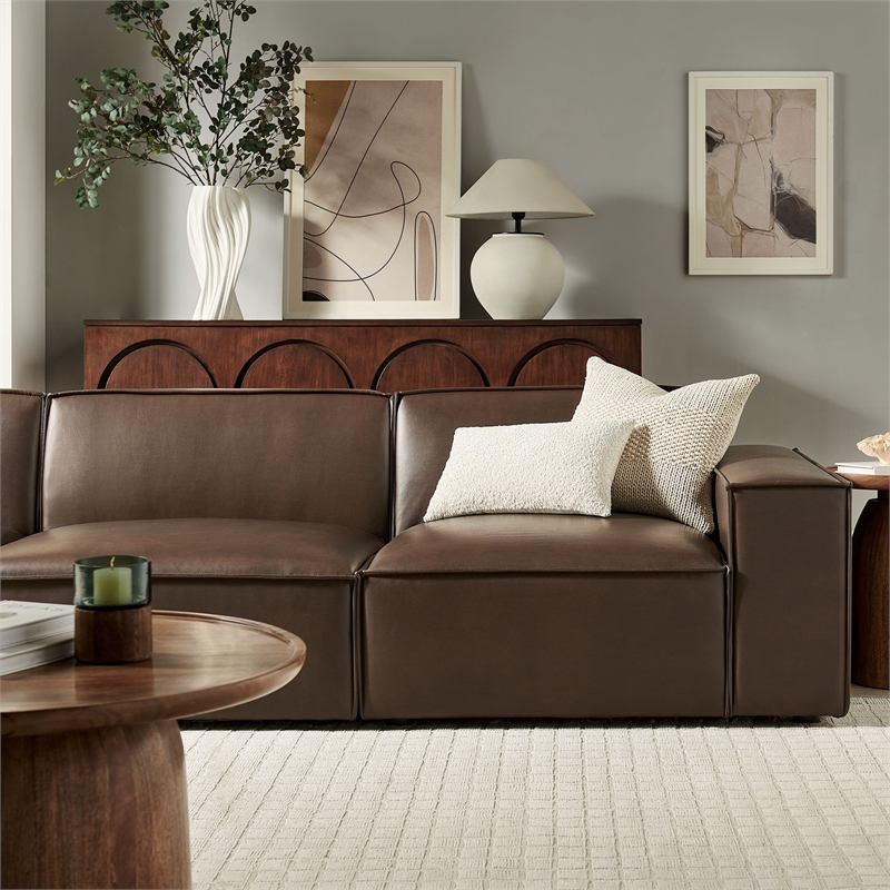Restore 3-Piece Vegan Leather Modular Sofa Set in Espresso