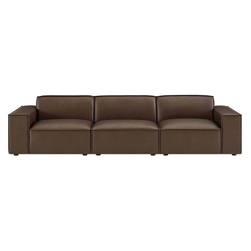 Restore 3-Piece Vegan Leather Modular Sofa Set in Espresso