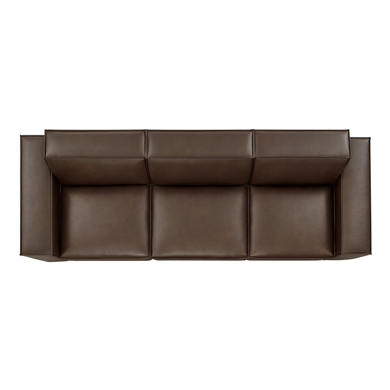 Restore 3-Piece Vegan Leather Modular Sofa Set in Espresso