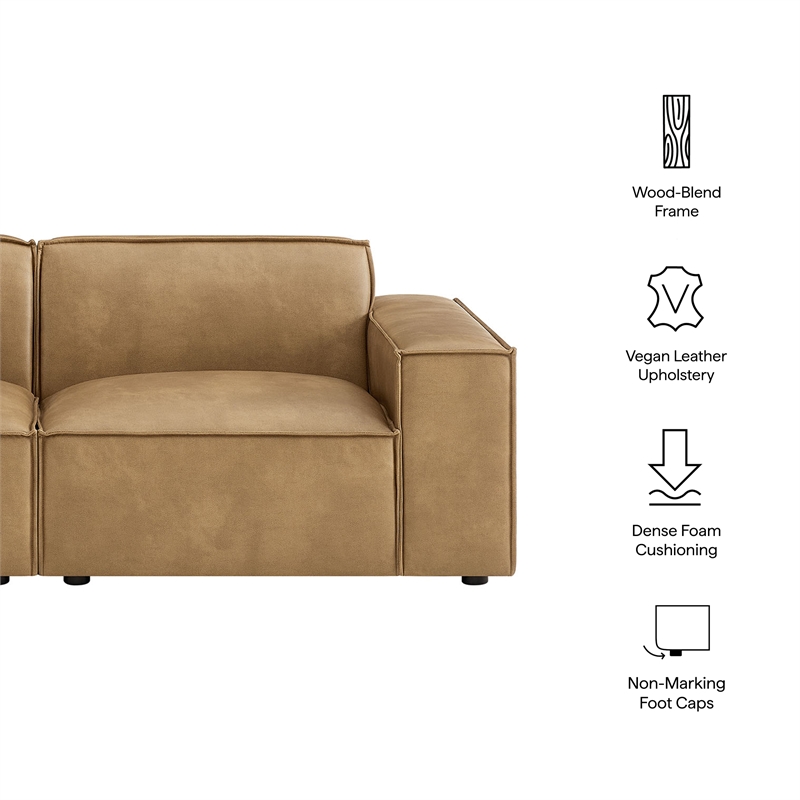 Restore 2-Piece Vegan Leather Modular Loveseat in Toast