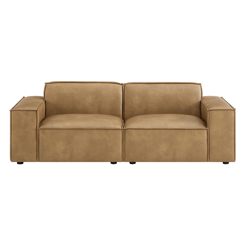 Restore 2-Piece Vegan Leather Modular Loveseat in Toast