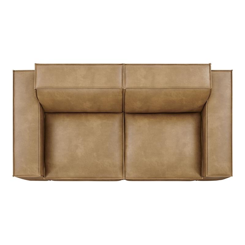 Restore 2-Piece Vegan Leather Modular Loveseat in Toast