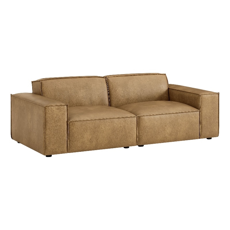 Restore 2-Piece Vegan Leather Modular Loveseat in Toast