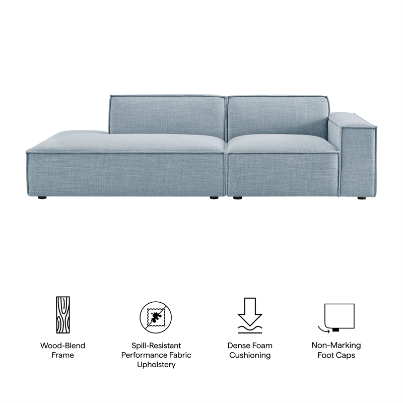 Restore 2-Piece Performance Fabric Upholstered Modular Loveseat in Sky