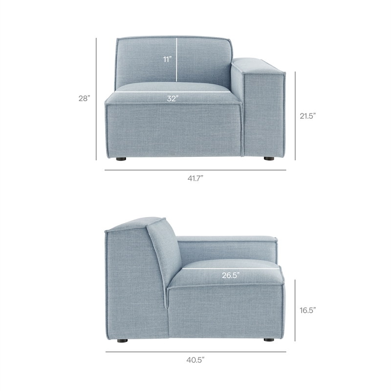 Restore 2-Piece Performance Fabric Upholstered Modular Loveseat in Sky