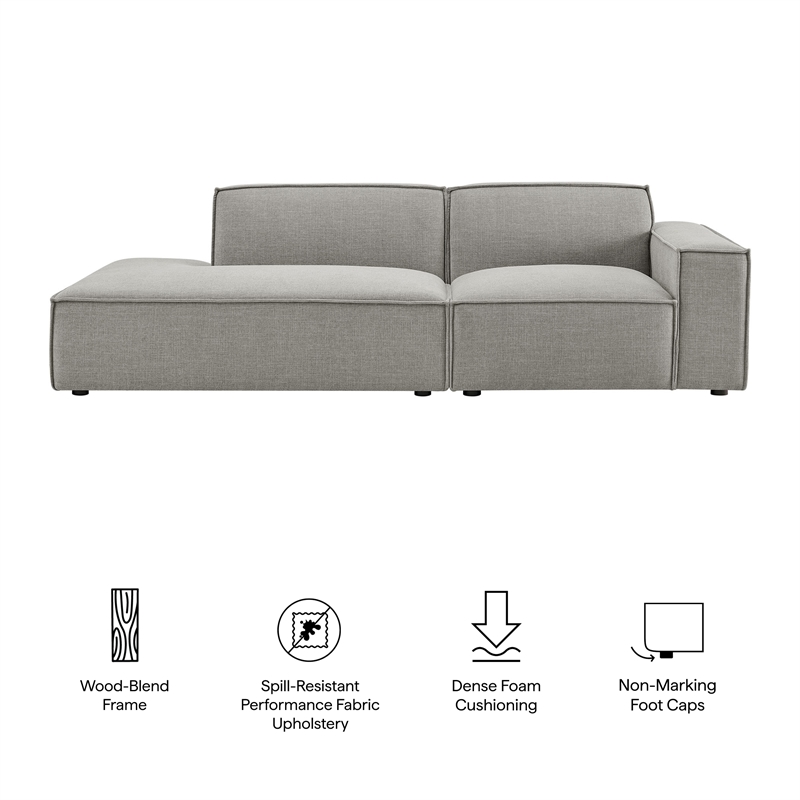 Restore 2-Piece Performance Fabric Upholstered Modular Loveseat in Pewter