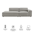 Restore 2-Piece Performance Fabric Upholstered Modular Loveseat in Pewter