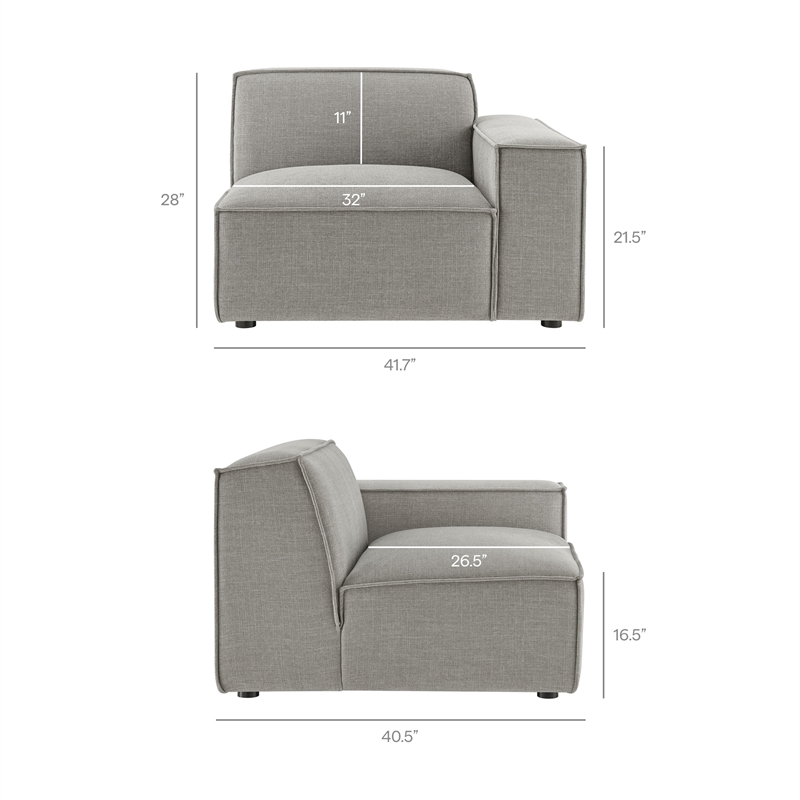 Restore 2-Piece Performance Fabric Upholstered Modular Loveseat in Pewter