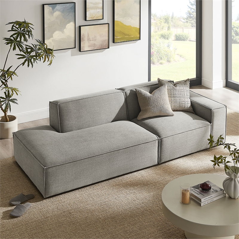 Restore 2-Piece Performance Fabric Upholstered Modular Loveseat in Pewter