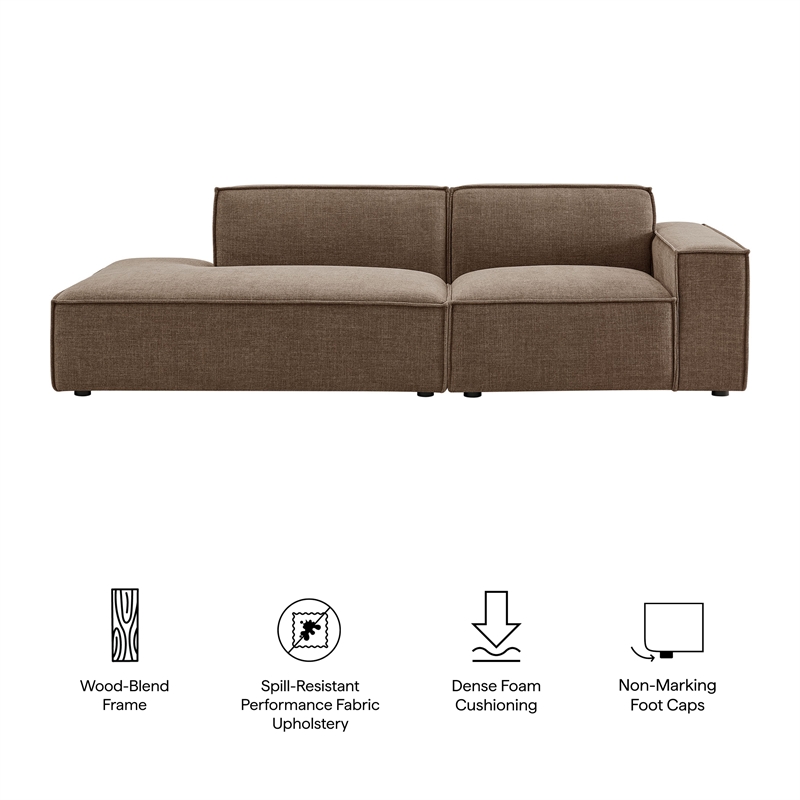 Restore 2-Piece Performance Fabric Upholstered Modular Loveseat in Mocha